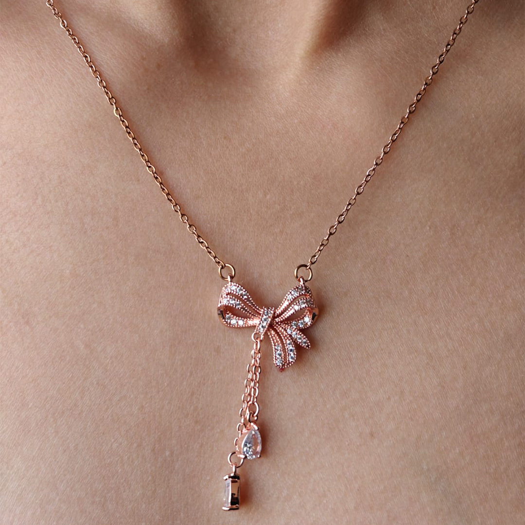 Bow Drop Necklace | Waterproof | Gold Plated