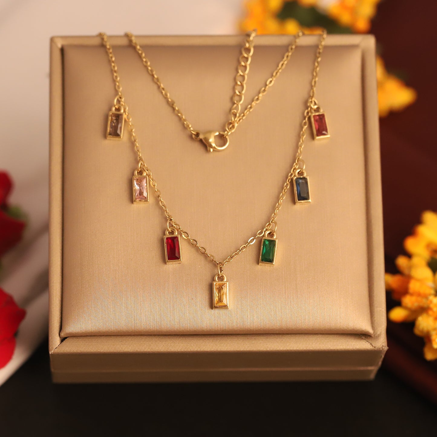 Prism Glow: Vibrant Stone Statement Necklace