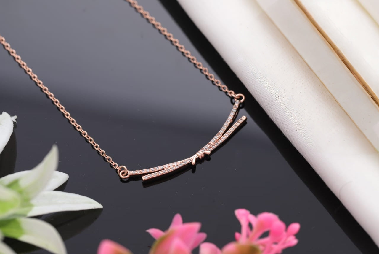 Minimal Rose gold bow Necklace