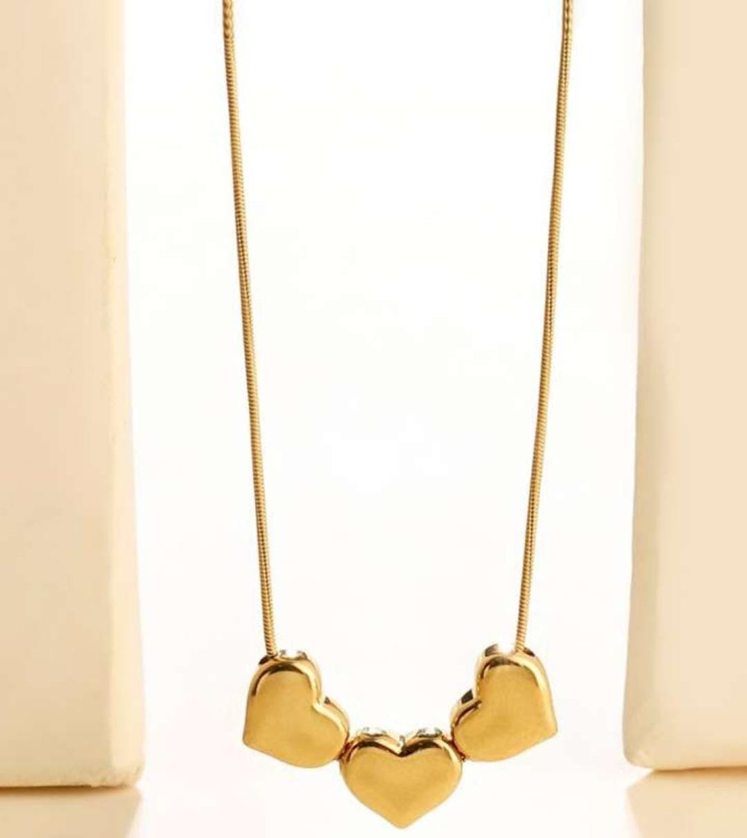 Tri heart Necklace| Gold plated| Waterproof