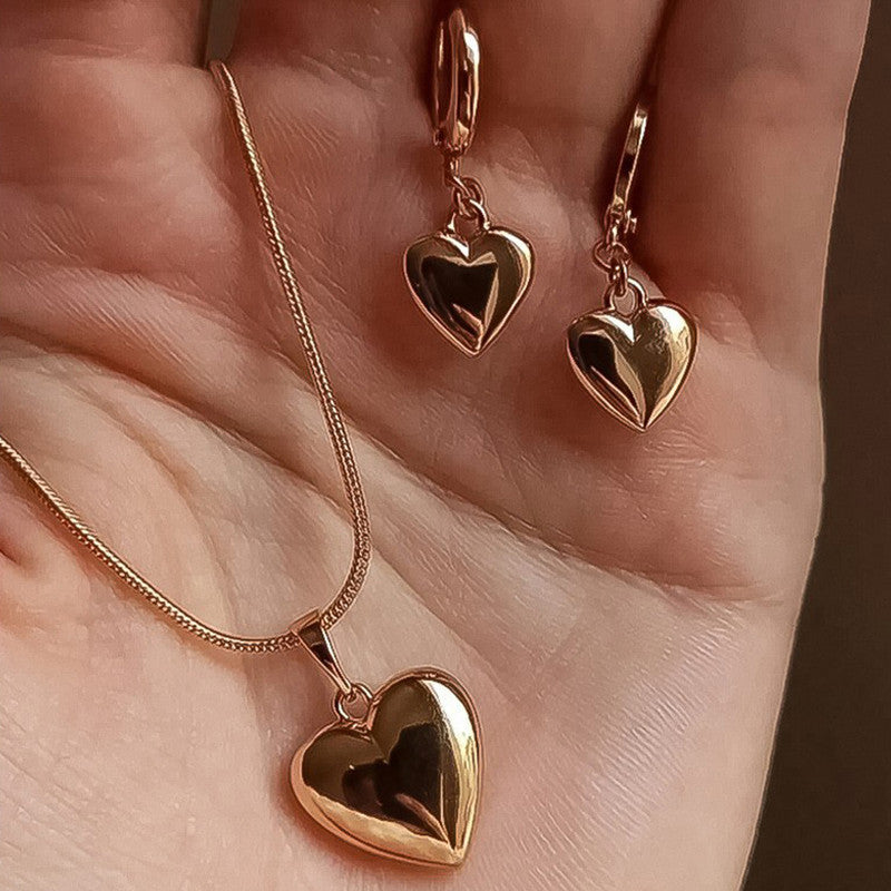 Trendy Heart Pendant and earrings set