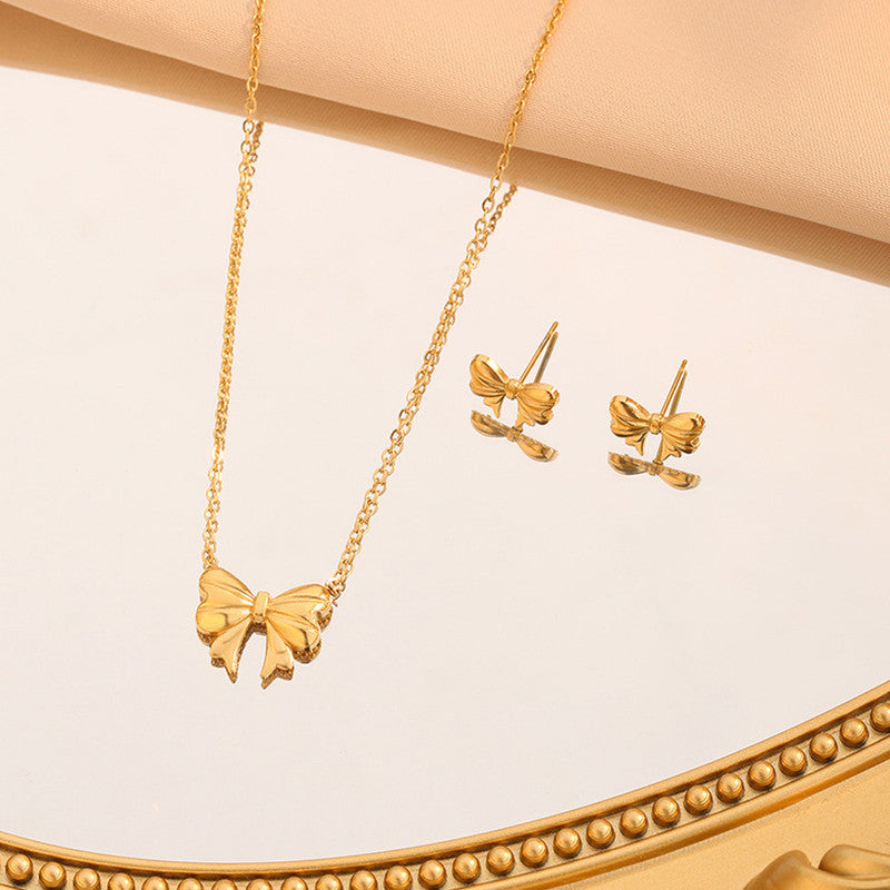 Dainty Bow Necklace and Earring set