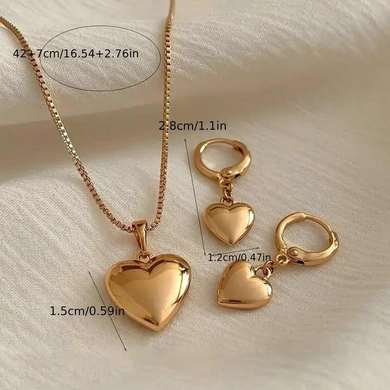 Trendy Heart Pendant and earrings set