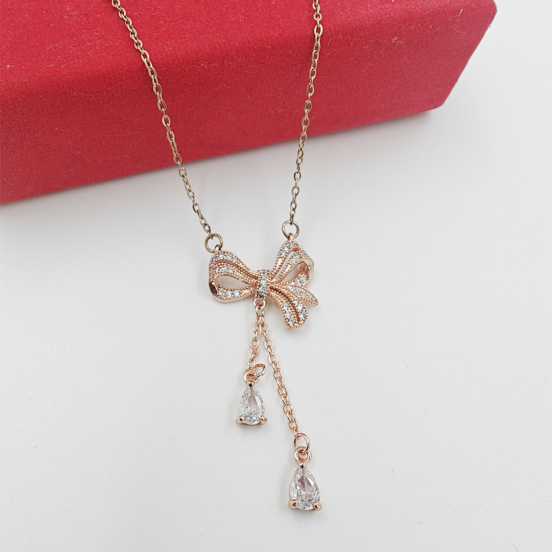 Bow Drop Necklace | Waterproof | Gold Plated