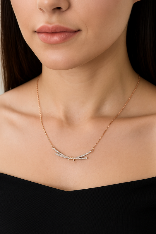 Minimal Rose gold bow Necklace