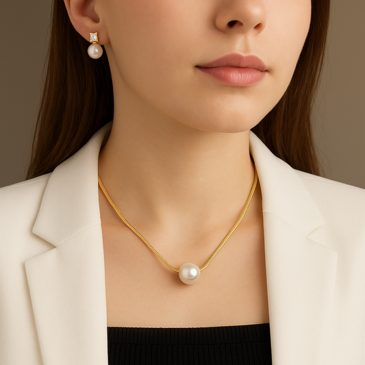 Precision pearl Necklace and earring set