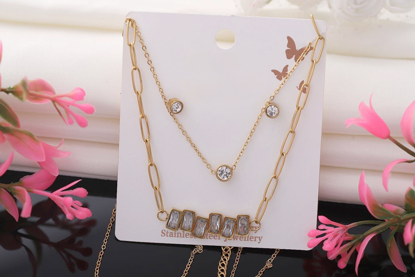 Double layer necklace set