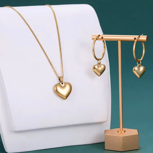 Trendy Heart Pendant and earrings set