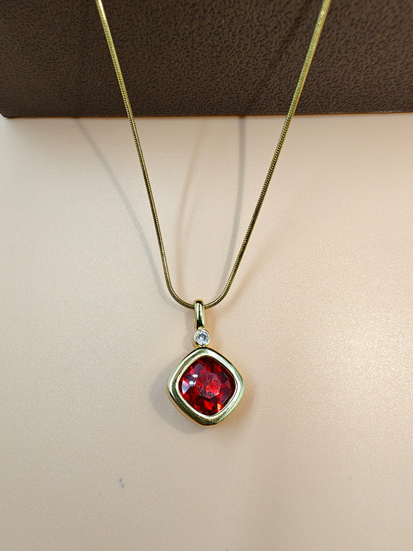 Ruby pendent necklace | 18k gold plated jewelry