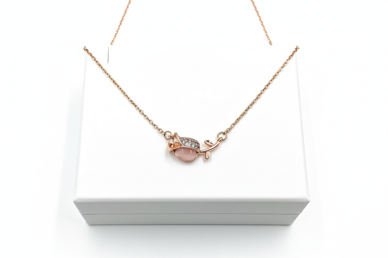Gold plated Rose necklace| waterproof| Daily wear